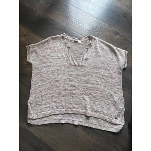 Roxy‎ Womens Beige Marl Chunky Knit V-Neck Sweater Vest Oversized Medium